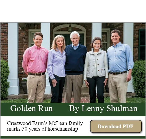 Golden Run — BloodHorse article on Crestwood Farm (PDF)