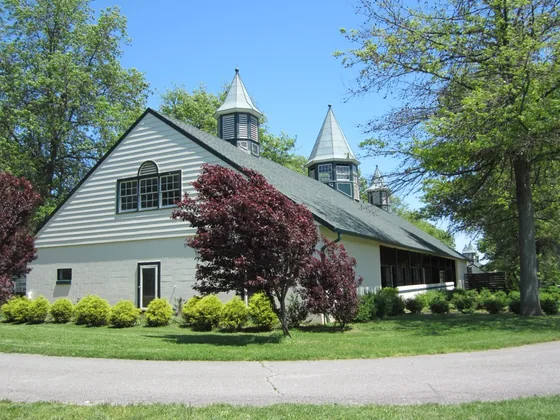 Tree-lined drive at Crestwood Farm in Lexington, Kentucky