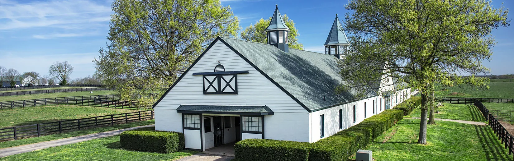 The stallion barn at Crestwood Farm in Lexington, Kentucky